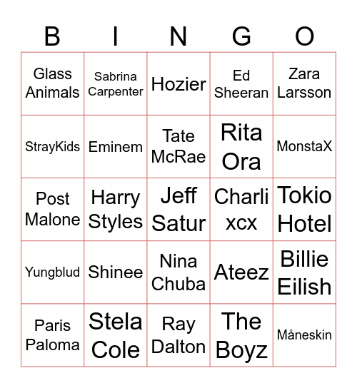 Lollapalooza 2025 (delulu vers) Bingo Card