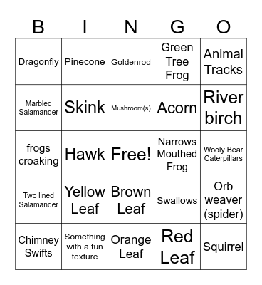 Autumn Equinox Scavenger Hunt Bingo Card