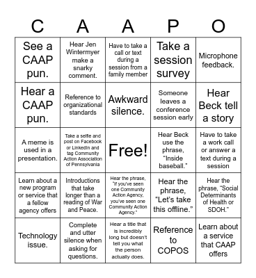 CAAP Conference 2024 Bingo - Snarky Edition Bingo Card