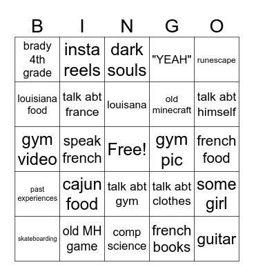 Cooper Conversation Bingo Card