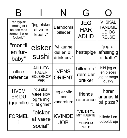 dansk hinge bingo Card