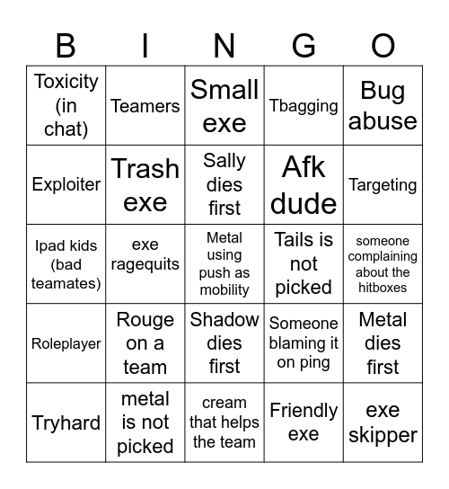 Td bingo Card