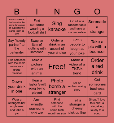 A Cappella Bingo Card
