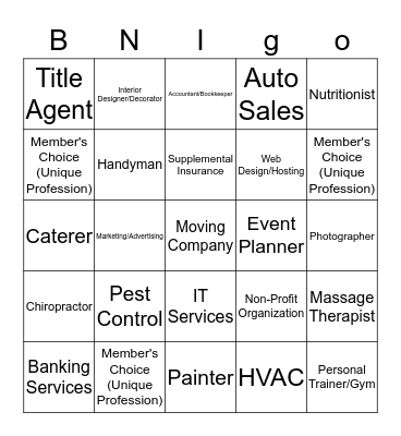 Norfolk Professional Alliance BNIGO (Ryan Waltrip) Bingo Card
