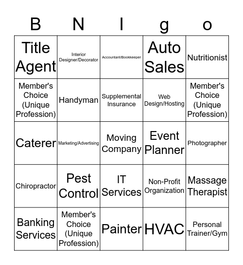 Norfolk Professional Alliance BNIGO (Ryan Waltrip) Bingo Card