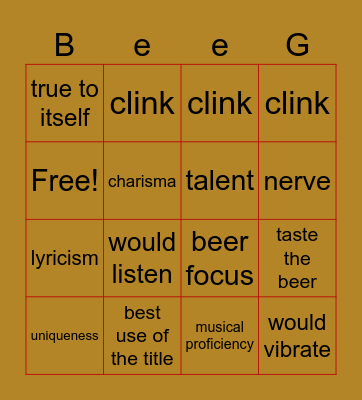 hot beer Bingo Card