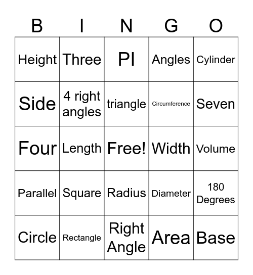 Shape Recognition Bingo Card