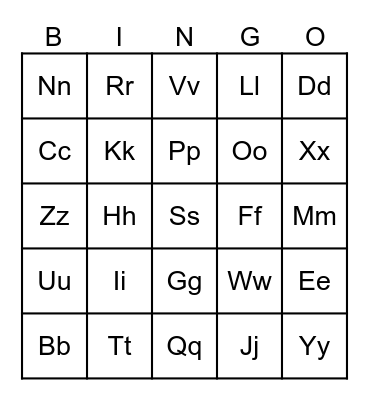 Alphabet Bingo Card