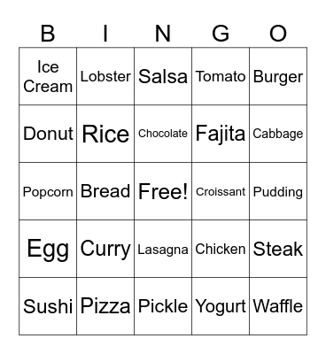 Would Eat - Basic Edition (Any Kind) Bingo Card