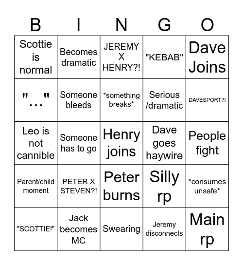 DSAF rp bingo card Bingo Card