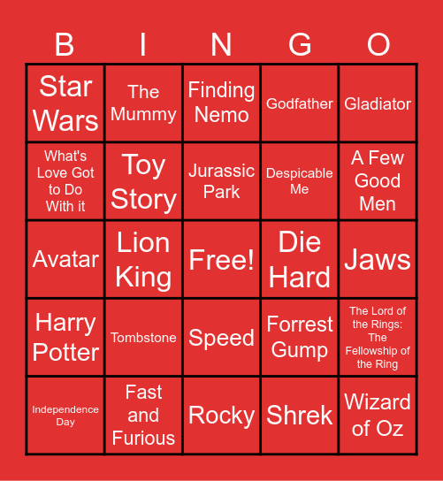 Movie BINGO Card