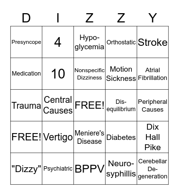 DIZZY BINGO Card