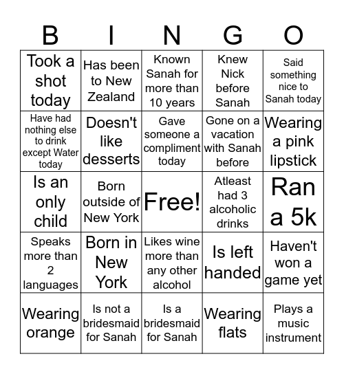 Sanah's Vintage Shower  Bingo Card