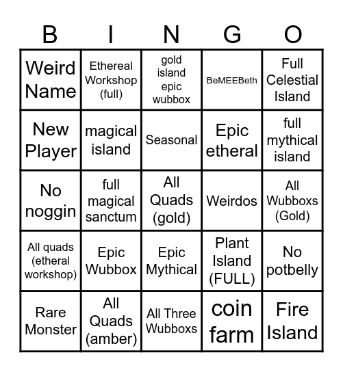 MSM BINGO Card