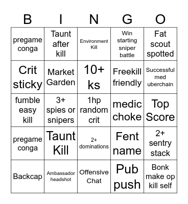 Tf2 Bingo Card