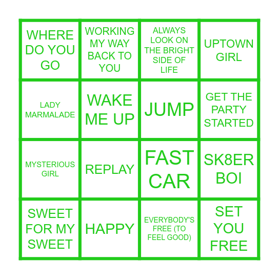 HAWKINS AVENUE HOT LIST Bingo Card