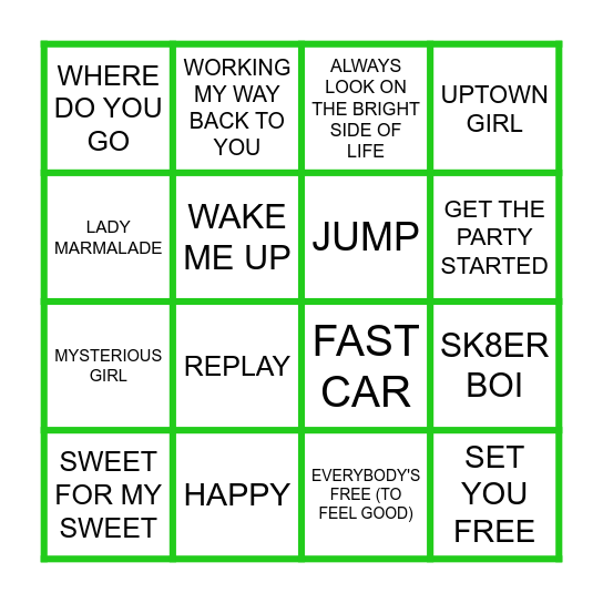 HAWKINS AVENUE HOT LIST Bingo Card