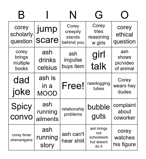 Courtney Bingo Card