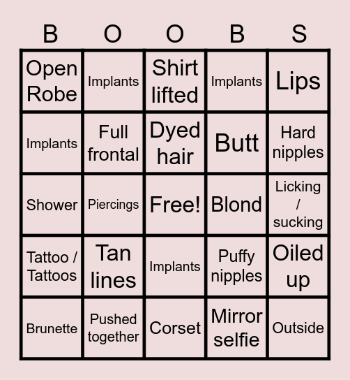 Boobs Bingo Card