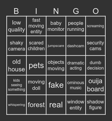 scary video bingo Card