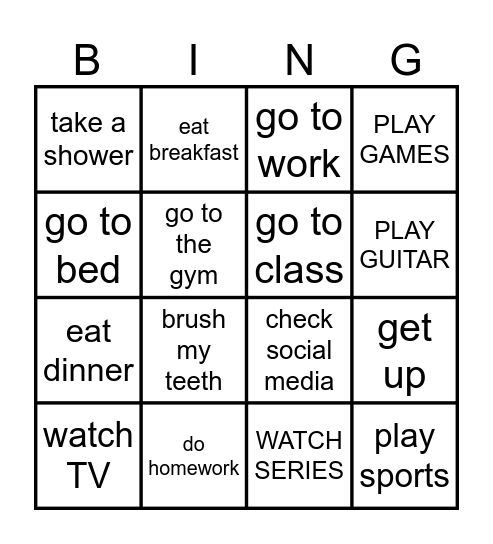 DAILY ROUTINES Bingo Card