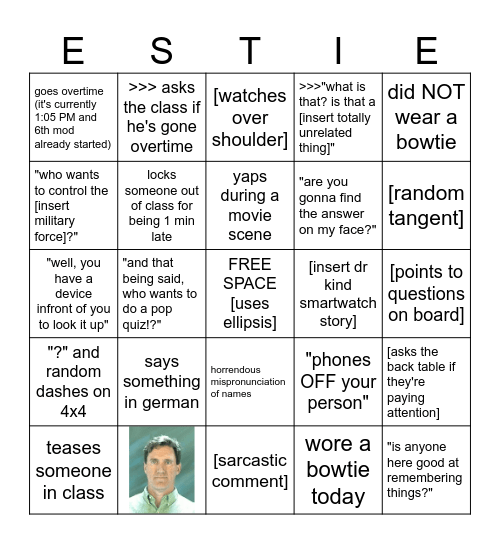 Dr. Eysturlid Conflict Bingo Card Bingo Card