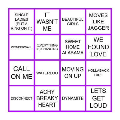 ROCK THIS HOUSE Bingo Card