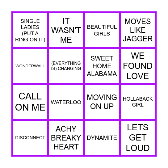 ROCK THIS HOUSE Bingo Card