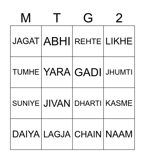 SUNIL KALE Bingo Card