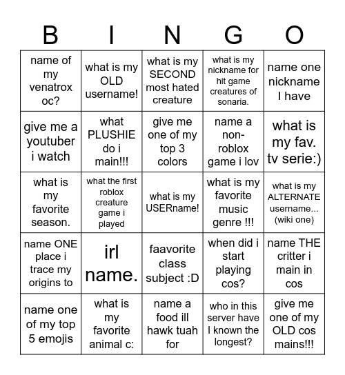 HOW WELL DO YOU KNOW CREEPER ! Bingo Card