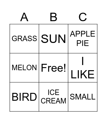 Park and Picnic Bingo Card