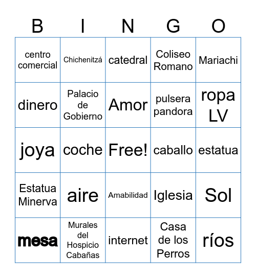 Cosas Bienes e Inmuebles Bingo Card
