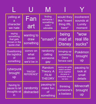 TOH Bingo Card