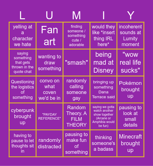 TOH Bingo Card