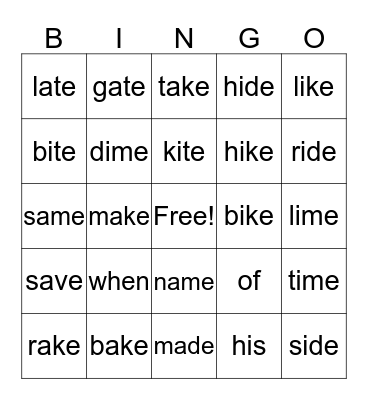 Bingo Time! Bingo Card