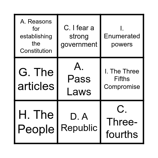 The Constitution - Chapter 5 Bingo Card