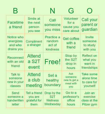 SOCIAL SELF CARE! Bingo Card