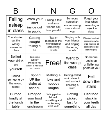 PP-Embarrassing Bingo Card