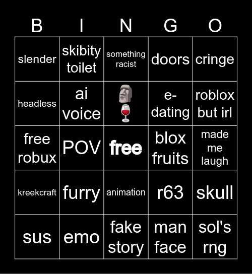 roblox stuff Bingo Card