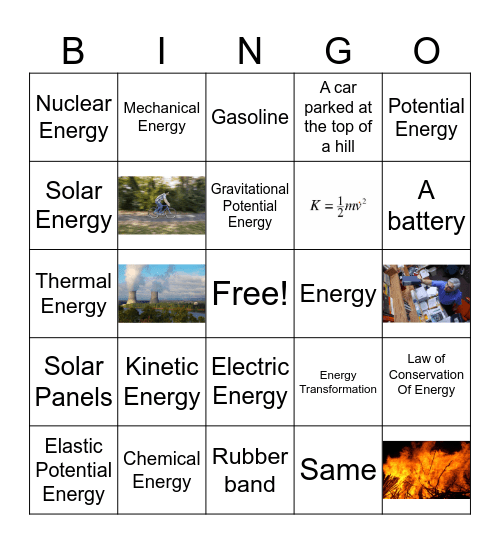 Forms of Energy Bingo Card