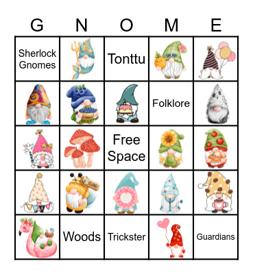Holiday Gnome Bingo Card