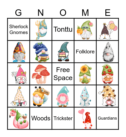 Holiday Gnome Bingo Card