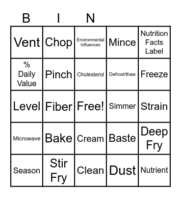 1.01 & 1.02 Vocab Bingo Card