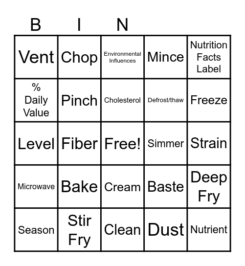 1.01 & 1.02 Vocab Bingo Card