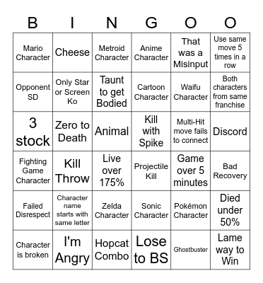 SSBC Bingo Card