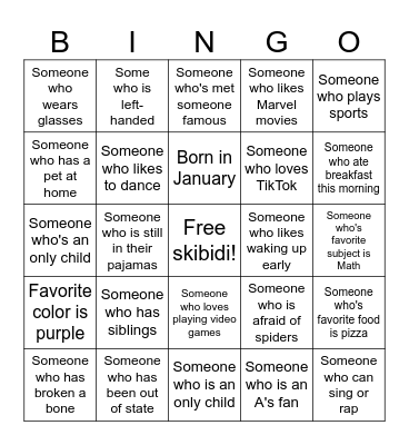 Human Bingo Card