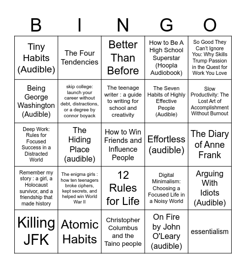 Ruby's Book BINGO 2024 Bingo Card