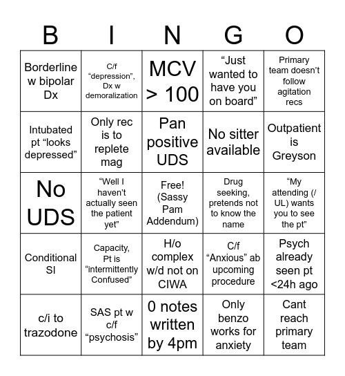 CL Bingo Card