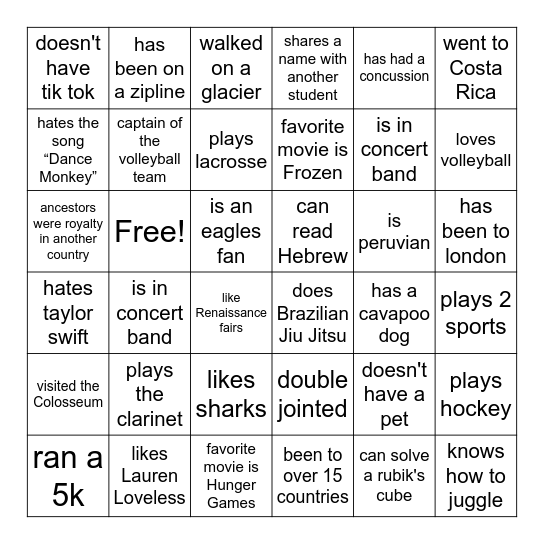 D2 P3 BINGO Card
