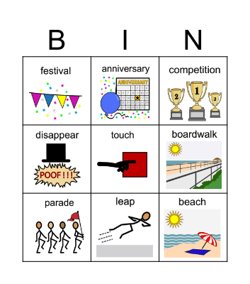 Neptune Festival Boardwalk Weekend Bingo Card